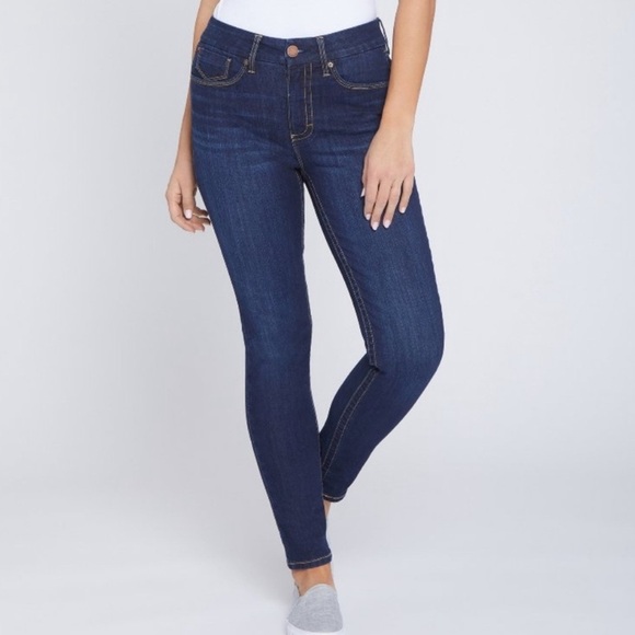 Seven 7 Tummyless High Rise Skinny Blue Denim Jeans womens size 16 - Picture 1 of 10